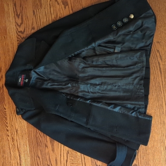 Miss Sixty Navy pea wool coat. button details wool blend classic chic Warm sz S - Picture 9 of 15